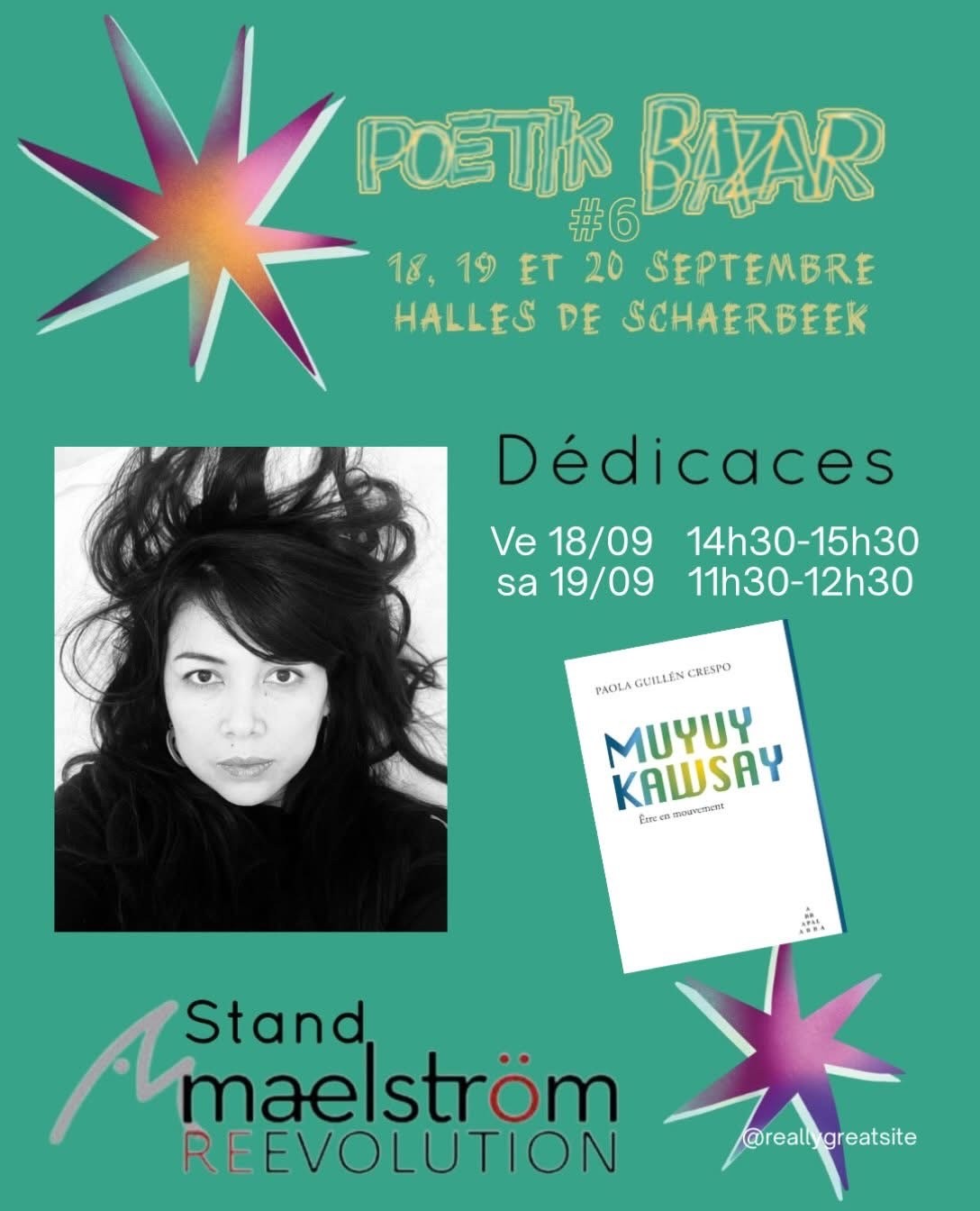 Dédicaces Muyuy Kawsay — Stand Maelström Réévolution, Poetik Bazar #6, 18-19 septembre 2026